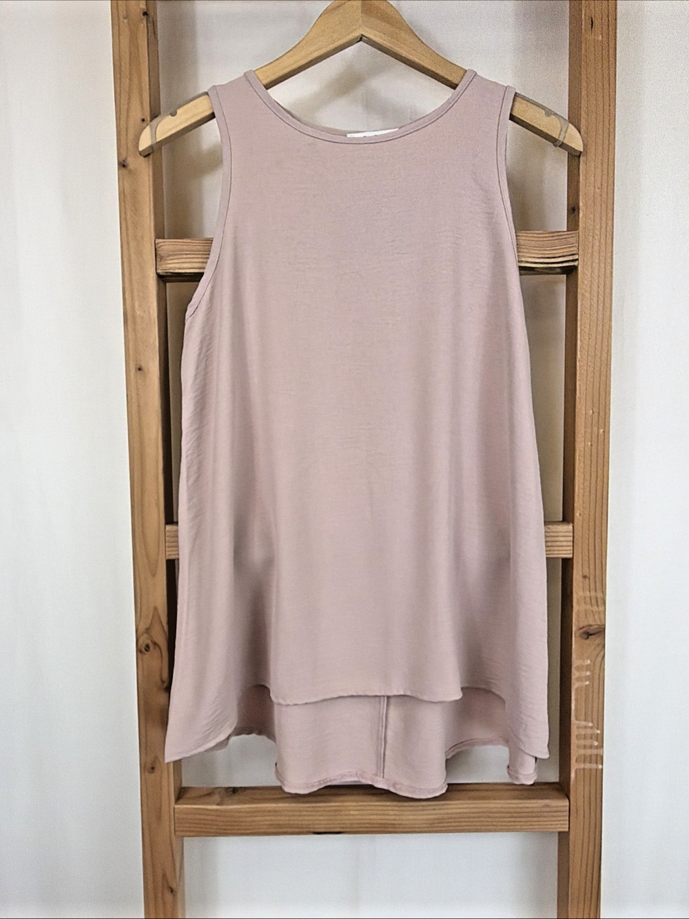 NWT Tres Bien Pink High Low Hem Round Neck Tank Top #1181 Size SM